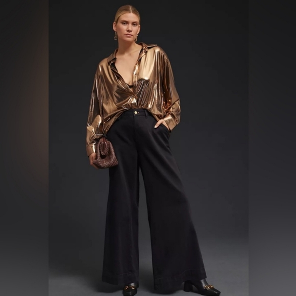 Anthropologie Denim - NWT Anthropologie Pilcro High-Rise Wide-Leg Trousers in Black Size 32